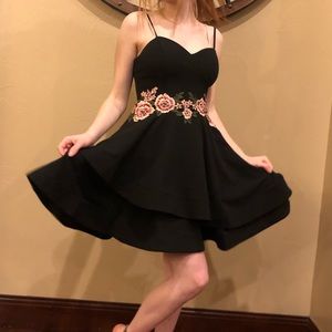 Black semi formal floral dress